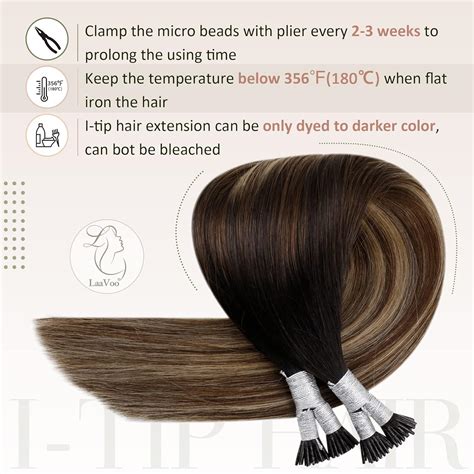 Buy LAAVOO Ombre Keratin I Tip Hair Extensions Human Hair Pre Bonded ...