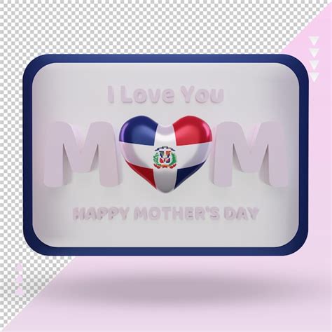 Premium PSD | 3d mothers day dominican republic flag rendering front view