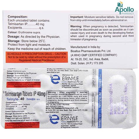 Telnyle-40 Tablet 10's Price, Uses, Side Effects, Composition - Apollo ...