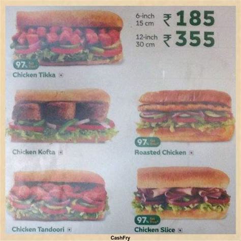 Subway Menu with Prices in India | Veg, Salad, Food Menu