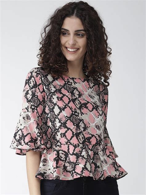 Style Quotientwomen Pink & Black Snakeskin Print A-Line Top – StyleQuotient