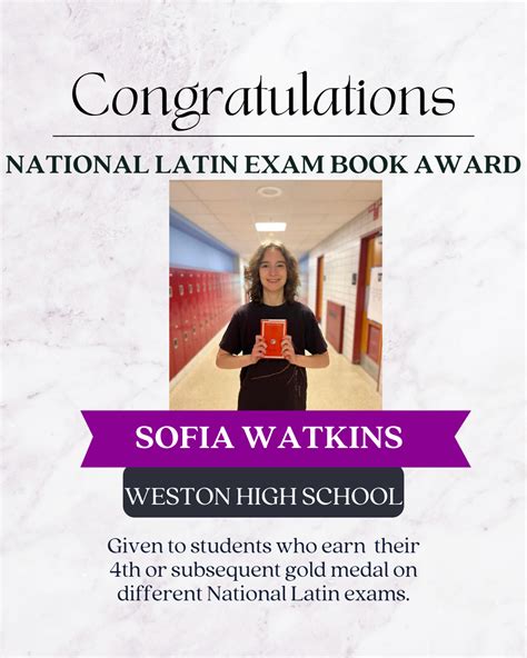 National Latin Exam Awards - Weston High School