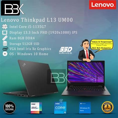 Jual Lenovo Thinkpad L13 UM00 Core i5-1135G7 8GB 512GB SSD W10HOME 3YR ...