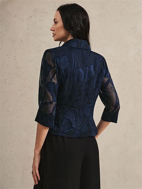 Women's Shirt Blouse Tie Front Dressy Tunic Asymmetric Floral Elegant ...