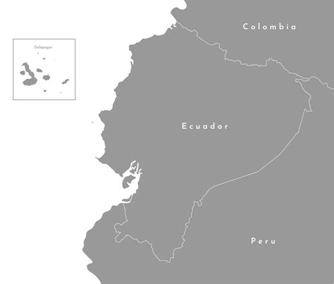 Vector illustration in gray color. Simplified political map with Ecuador in the center and ...