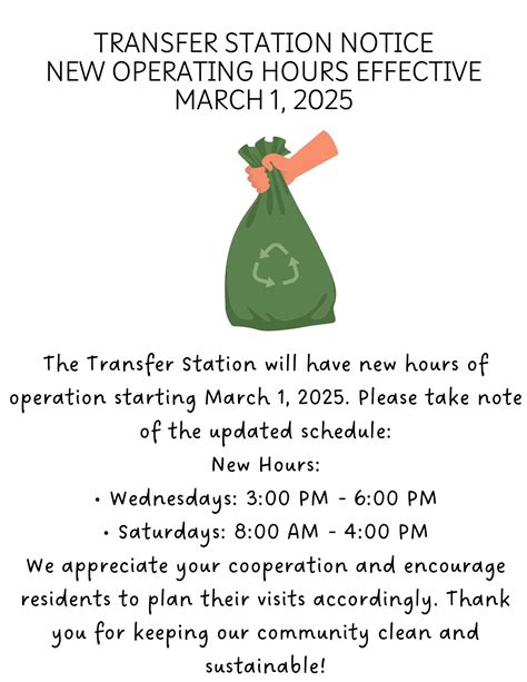 Transfer Station Schedule Change – Saturday, May 24th, 2025 – City of ...