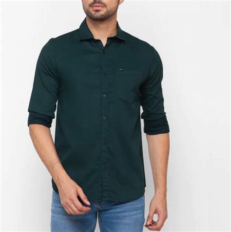 Premium Cotton Blend Solid Shirts (Bottle Green) – Frankshop.in
