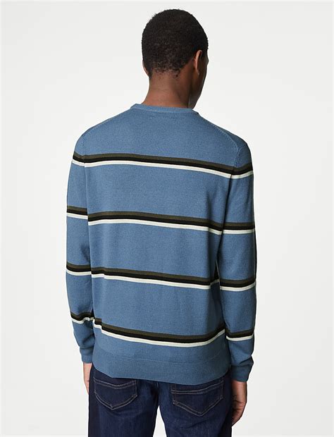 Buy Pure Acrylic Stripes Round Neck Jumper at Marks & Spencer