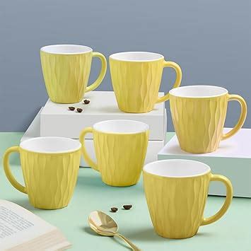 Larah by BOROSIL 6pc Opalware Curl Tea/Coffee Mug Set (200 ml Each ...