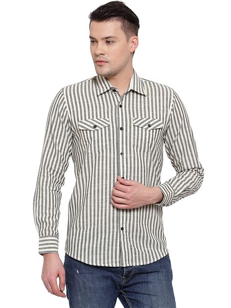 Buy Purple State Men White and Grey Checked Cotton Shirt at Amazon.in