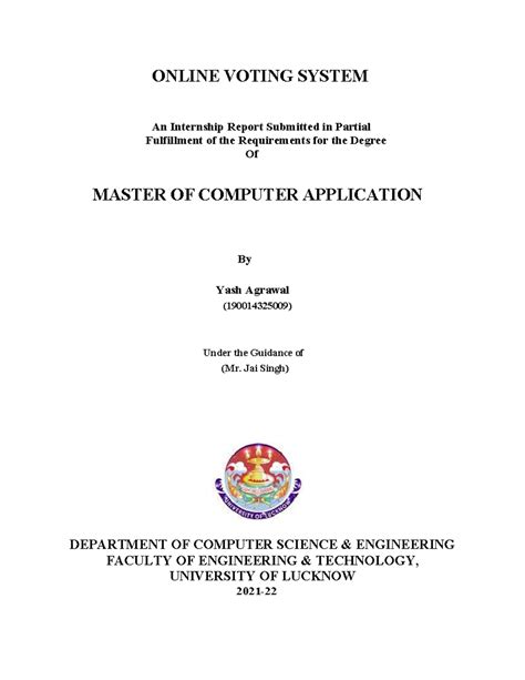 Online voting - ONLINE VOTING SYSTEM An Internship Report Submitted in ...