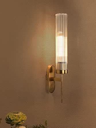 Kiyah Lights Golden Mini Torchiere Wall Sconce with Fluted Cylindrical ...