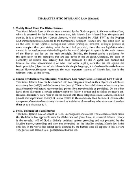 Characteristic OF Islamic LAW Shariah - CHARACTERISTIC OF ISLAMIC LAW ...