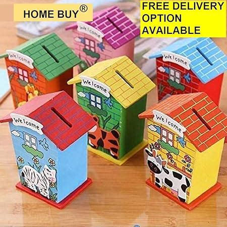 Buy ZHENGTU Piggy Bank for Kids Wood House Animal Designs, Educational ...
