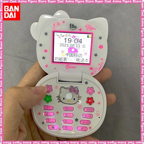 New-Kawaii-Sanrio-Hello-Kitty-Flip-Phone-Cartoon-Cute-Children-Pink ...