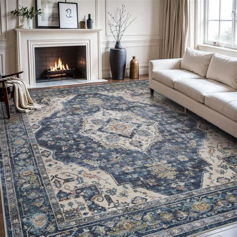 Amazon.com: AMOAMI-Area Rug 9X12 Rugs for Living Room-Vintage Soft Blue ...