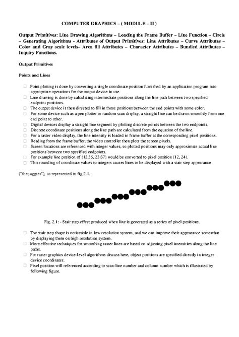 CG Notes Module II: Output Primitives and Line Drawing Algorithms - Studocu