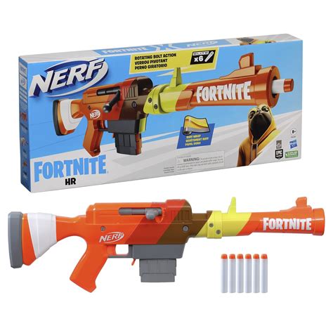 Nerf Fortnite HR Blaster, Ruff Wrap Design, 6-Dart Elite Clip, 6 Elite ...