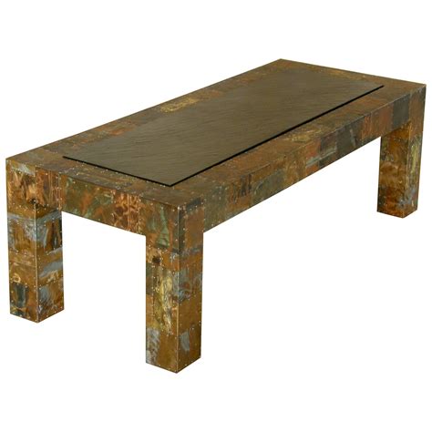 Brutalist Coffee Table with Coordinating Pendant Light Fixture For Sale ...