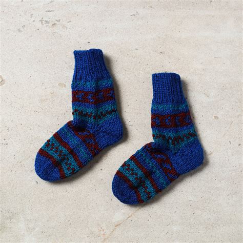 Blue Kumaun Hand Knitted Woolen Socks - Kids