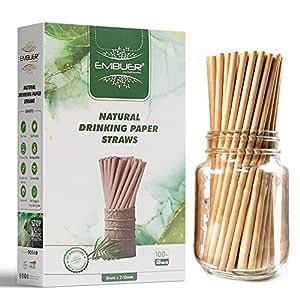 Embuer Kraft Paper Straws for Drinking Juice, Milkshake, Cold Coffee ...