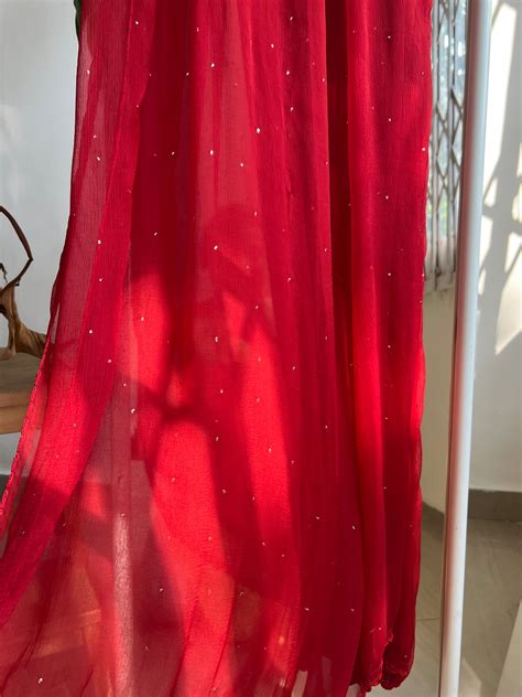 Chiffon Dupatta With Mukaish work - Red