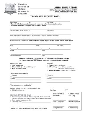 Transcript Request Form - Blank Fillable Template | Fill Out, Print ...