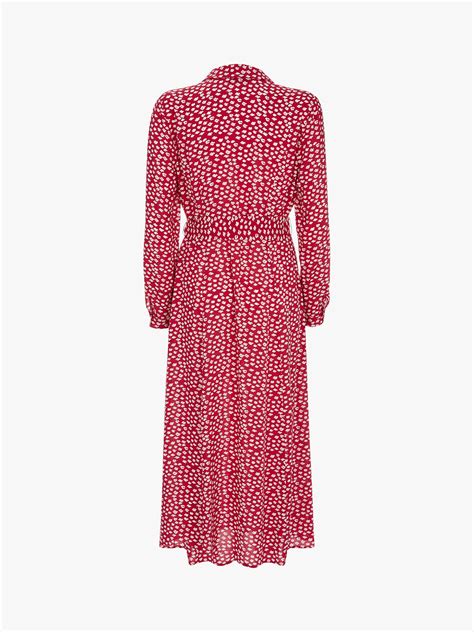 Mint Velvet Poppy Lips Floral Shirt Dress, Red/Multi