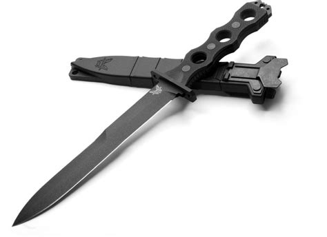 BENCHMADE 185BK SOCP Fixed Blade Knife 7.11" Double Edge Plain Dagger ...