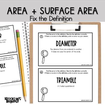 Area and Surface Area Fix the Definition by Brooklyn's Brightest