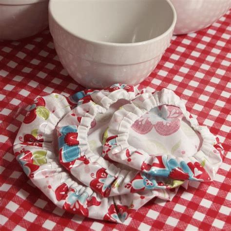 Laminated Cotton Oilcloth Reusable Bowl Covers Set of 4 Three ROUND One ...