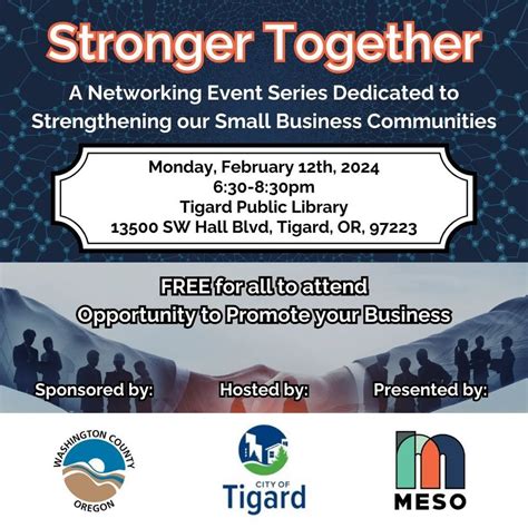 Stronger Together-Networking Event, Tigard Public Library, 12 February ...