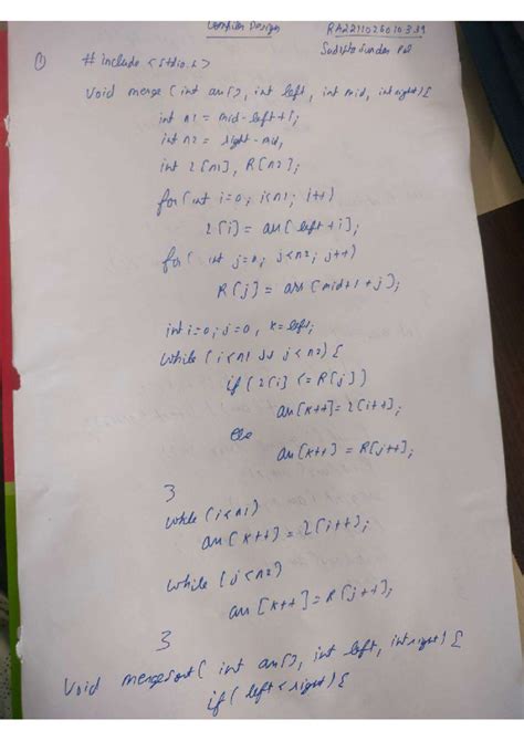 Compiler Design RA2211026010339: Complete Guide to Mergesort - Studocu