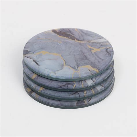 Buy Breccia Set of 4 Glass Printed Coasters from Home Centre at just ...