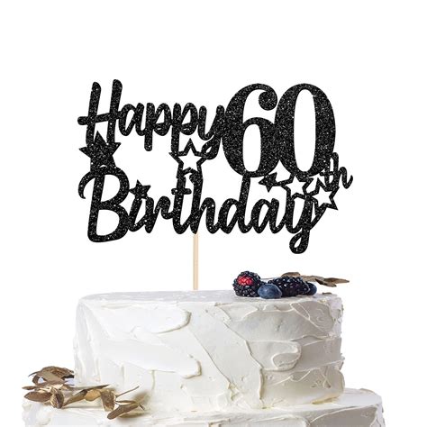 Glitter Happy 60th Birthday Cake Topper Men Or Women 60th | Desertcart ...