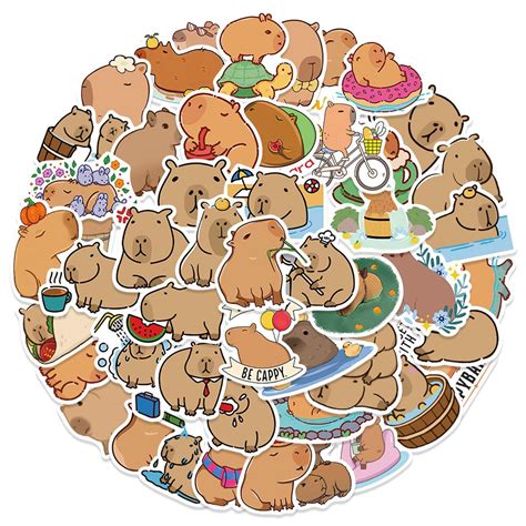 Buy Happy Capybara Sticker Set, Aesthetic Stickers for Water Bottles ...