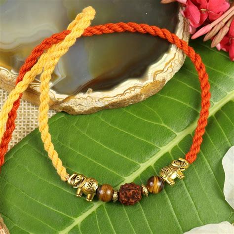 Tiger Eye Stone Healing Rakhi Packed in a Features Card for Brother ...