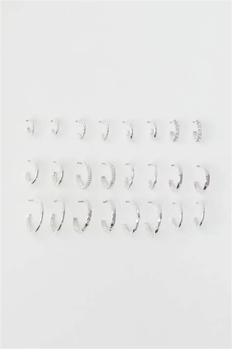 12 pairs hoop earrings - Silver-coloured - Ladies | H&M IN
