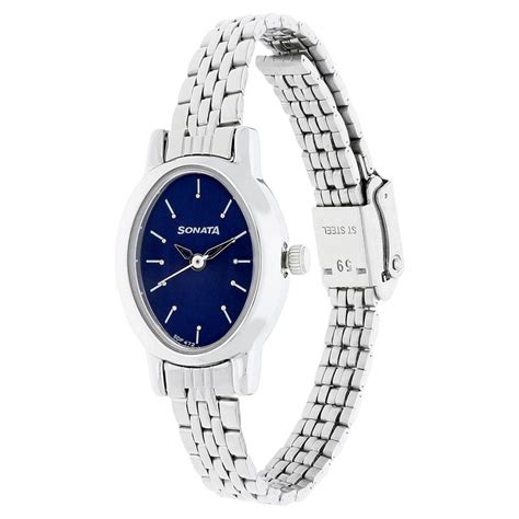 Buy Online Sonata Quartz Analog Blue Dial Stainless Steel Strap Watch ...