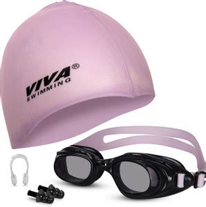 VIVA SWIMMING Swimming Goggles & Swimming Cap with 2 Ear Plug, Nose ...