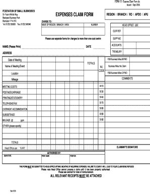 Expense Claim Form - Blank Fillable Template | Fill Out, Print ...