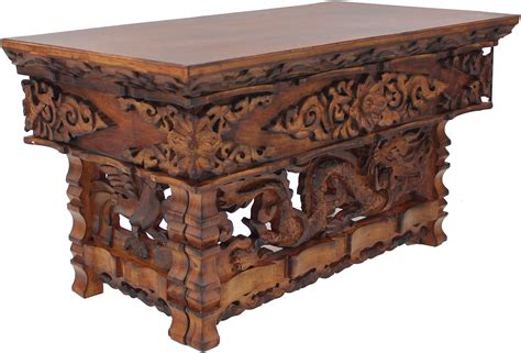 Hand-Carved Indian Elm Wood Meditation Table - India | Ubuy