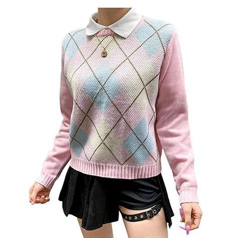 Buy Womens Knitted Vest Sleeveless Argyle Plaid Sweater Vest Preppy ...