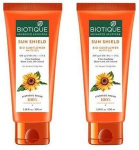 BIOTIQUE Sunscreen - SPF 50 PA+++ SUN SHIELD BIO SUNFLOWER MATTE GEL ...