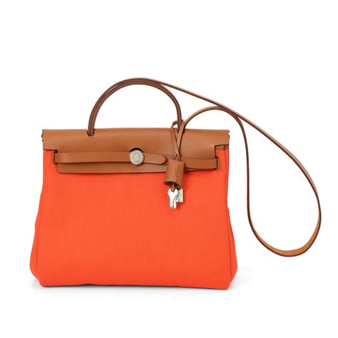 Shop Preloved Hermès Orange Herbag 31, crafted in canvas and leather ...