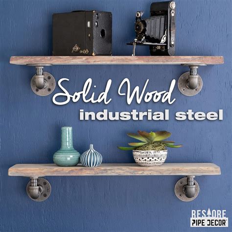 Buy PIPE DECOR 24” Riverstone Grey Live Edge Wood Shelf with Industrial ...