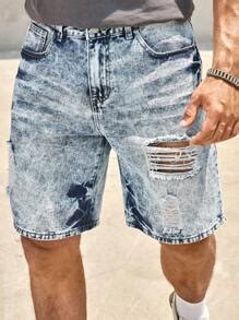 Manfinity LEGND Men's Casual Washed Distressed Denim Shorts | SHEIN USA