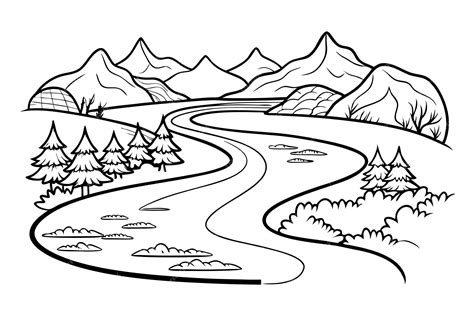 River line art vector illustration | Premium AI-generated vector