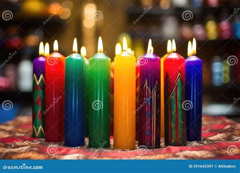 Vibrantly Colored Candles Symbolizing the Seven Principles of Kwanzaa Stock Image - Image of ...