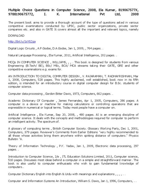 Image result for Computer Science Multiple Choice Questions